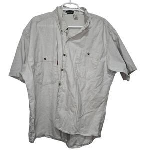 Vintage Bugle Boy XL Button Front Shirt Beige Cotton 90s